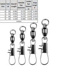 Load image into Gallery viewer, BALL BEARING SWIVEL, SPLIT RING WITH INTERLOCK SNAP (BLACK)
